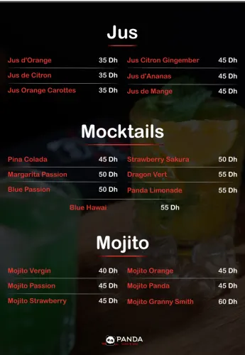 Menu de Panda à Rabat
