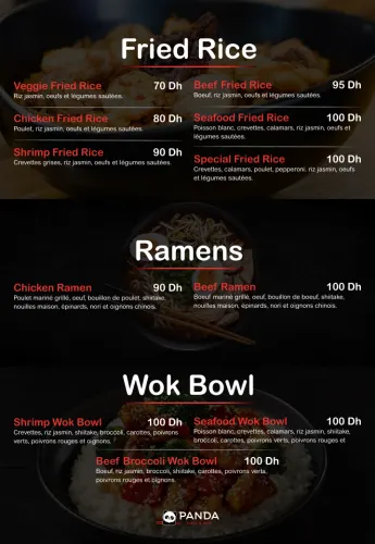Menu de Panda à Rabat