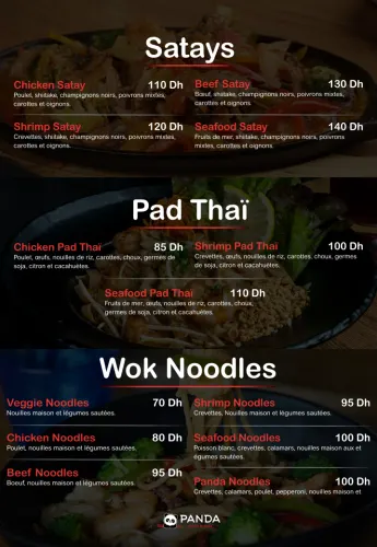 Menu de Panda à Rabat