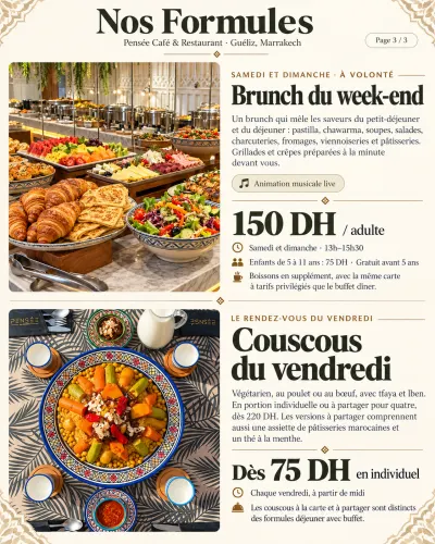 Menu de Pensée Café & Restaurant à Marrakech