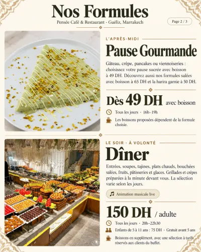 Menu de Pensée Café & Restaurant à Marrakech