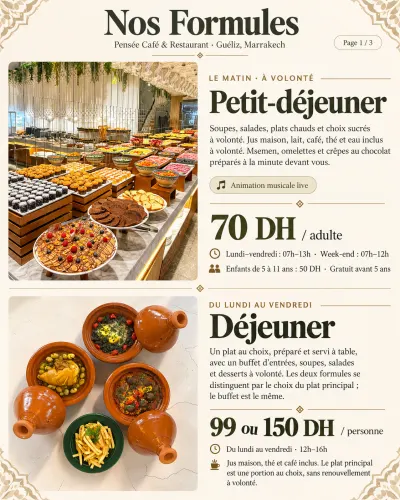 Menu de Pensée Café & Restaurant à Marrakech