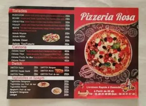 pizzeria rosa menu restaurant tanger