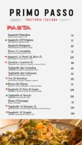 primo passo menu restaurant italien a casablanca 2