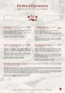 Menu Restaurant Hôtel Racine Marrakech December 2023 260111-342200