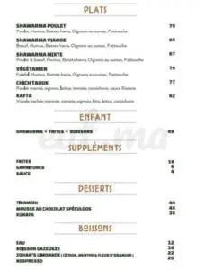 Menu RAZANE Marrakech June 2023 380112