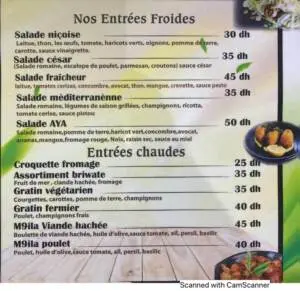 Menu Restaurant Aya Marrakech August 2023 172109-036200