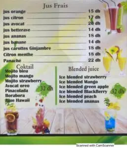 Menu Restaurant Aya Marrakech August 2023 182109-437300