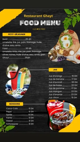 Menu de Restaurant Ghayt à Benguerir
