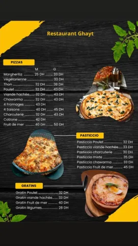 Menu de Restaurant Ghayt à Benguerir