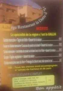 Menu Restaurant Kasbah Datte Dor Ouarzazate July 2023 301309-079200
