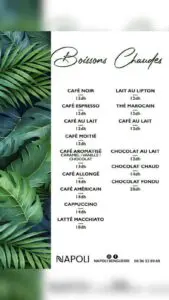 menu restaurant napoli benguerir 04