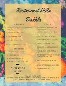 Menu Restaurant Villa Dakhla Dakhla July 2023 280410-521600
