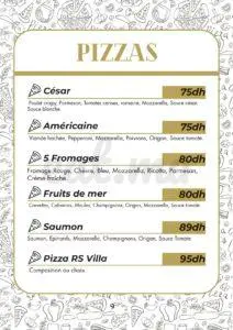 Menu RS Villa - Café Restaurant Meknes January 2025 241017-650500