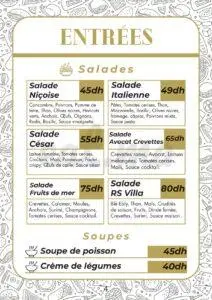 Menu RS Villa - Café Restaurant Meknes January 2025 251017-164800