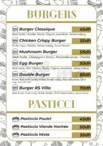 Menu RS Villa - Café Restaurant Meknes January 2025 241017-455700