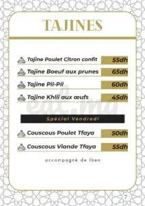 Menu RS Villa - Café Restaurant Meknes January 2025 241017-851400