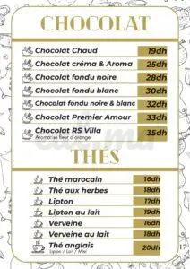 Menu RS Villa - Café Restaurant Meknes January 2025 231017-832200