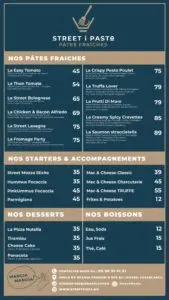 menu Street Pizzeria Napoletana restaurant italien a casablanca 3