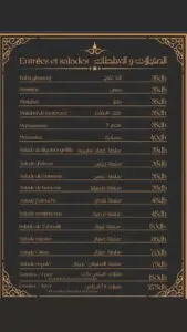 menu Sultan Saray restaurant turc a marrakech 5