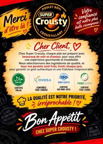 Menu de Super Crousty® à Ville à vérifier