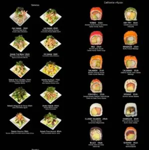 sushi box menu tanger