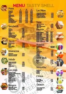 menu tasty smell safi