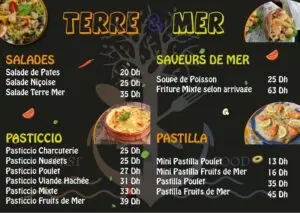 Terre et Mer menu Temara restaurant 1