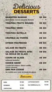 Menu Texas burger Casablanca June 2023 353421
