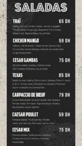 Menu Texas burger Casablanca June 2023 433421