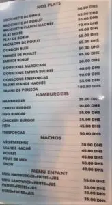 menu tres forcas kenitra