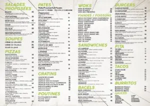 Les menus · 2