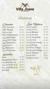 Menu VILLA JNANE Rabat June 2023 445016