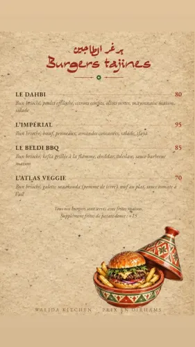 Menu de walida kitchen à Marrakech