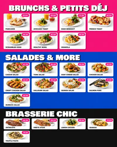 Menu de Warner à Marrakech