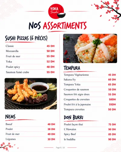 Menu de Yoka Sushi — Menu 2026