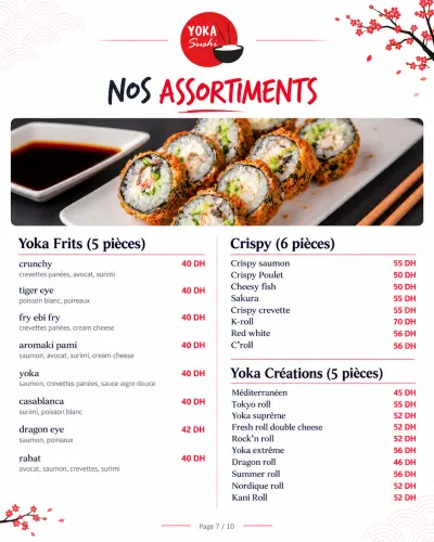 Menu de Yoka Sushi — Menu 2026