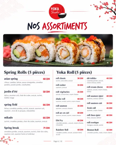 Menu de Yoka Sushi — Menu 2026