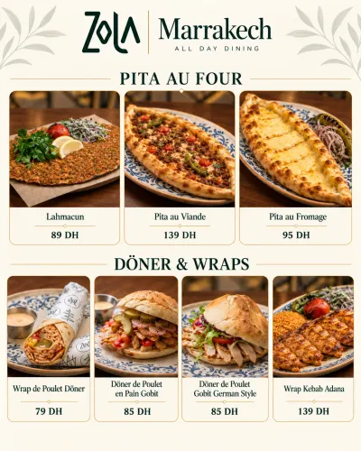 Menu de ZOLA TURKISH KITCHEN | MARRAKECH à Marrakech