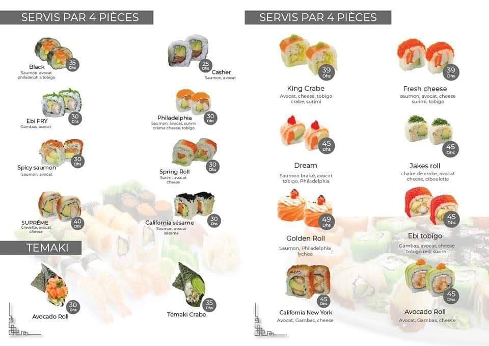 MENU Le Sushi Casablanca 2024 Les meilleurs Restaurants à Casablanca