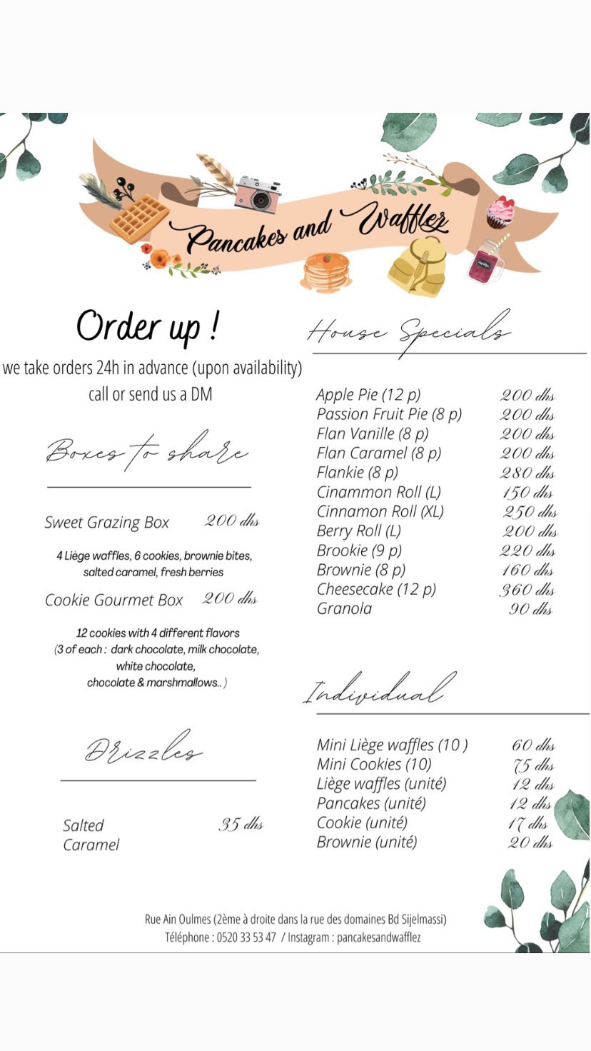 MENU Pancakes and Wafflez Casablanca 2024 Les meilleurs Restaurants à