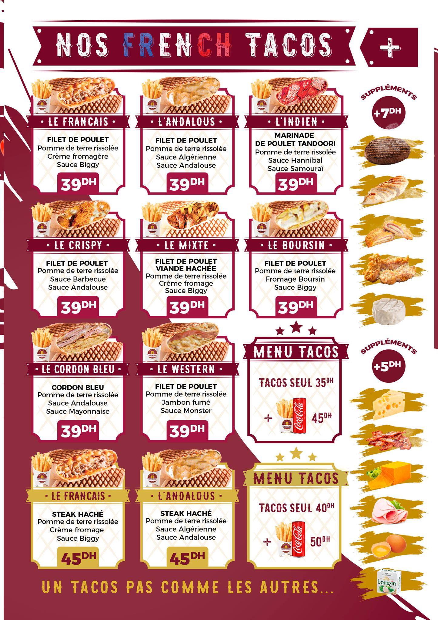 MENU Tacos de Paris Rabat 2025 Les meilleurs Restaurants à Rabat EAT.MA