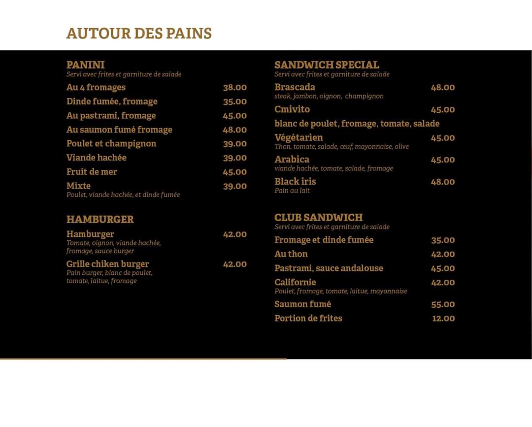 Black Iris Meknes MENU 2021 Livraison à Domicile Les