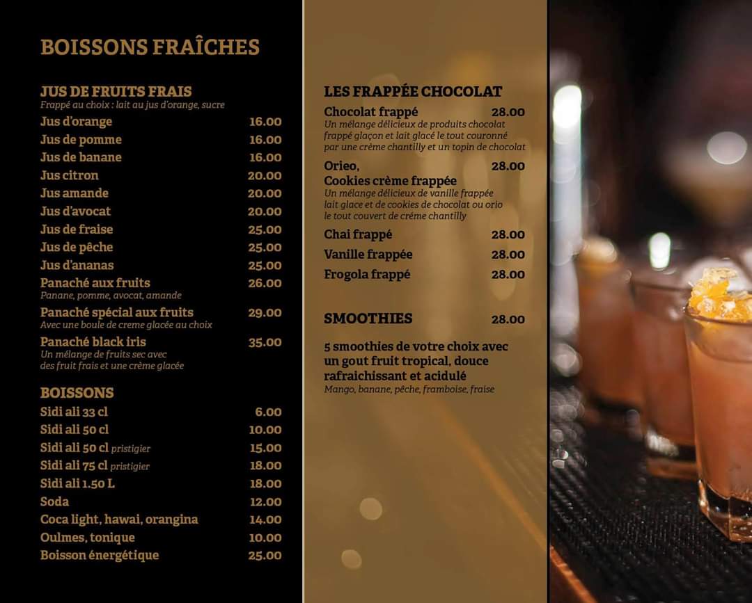 Black Iris Meknes MENU 2021 Livraison à Domicile Les