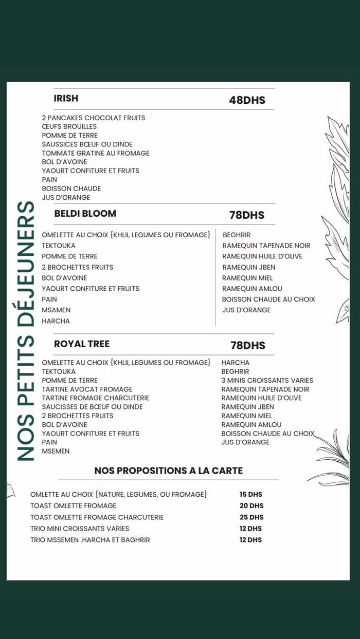 MENU Bloom Tree El Jadida 2024 Les meilleurs Restaurants à El Jadida