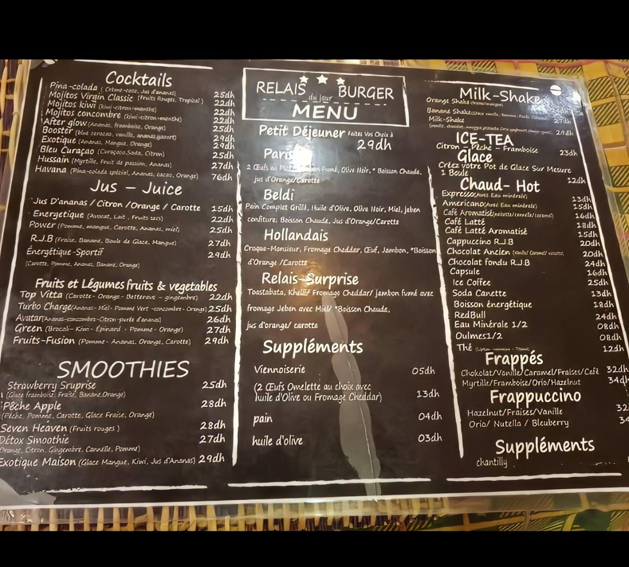 MENU Relais Buffet Sale 2024 Les meilleurs Restaurants à Sale EAT.MA