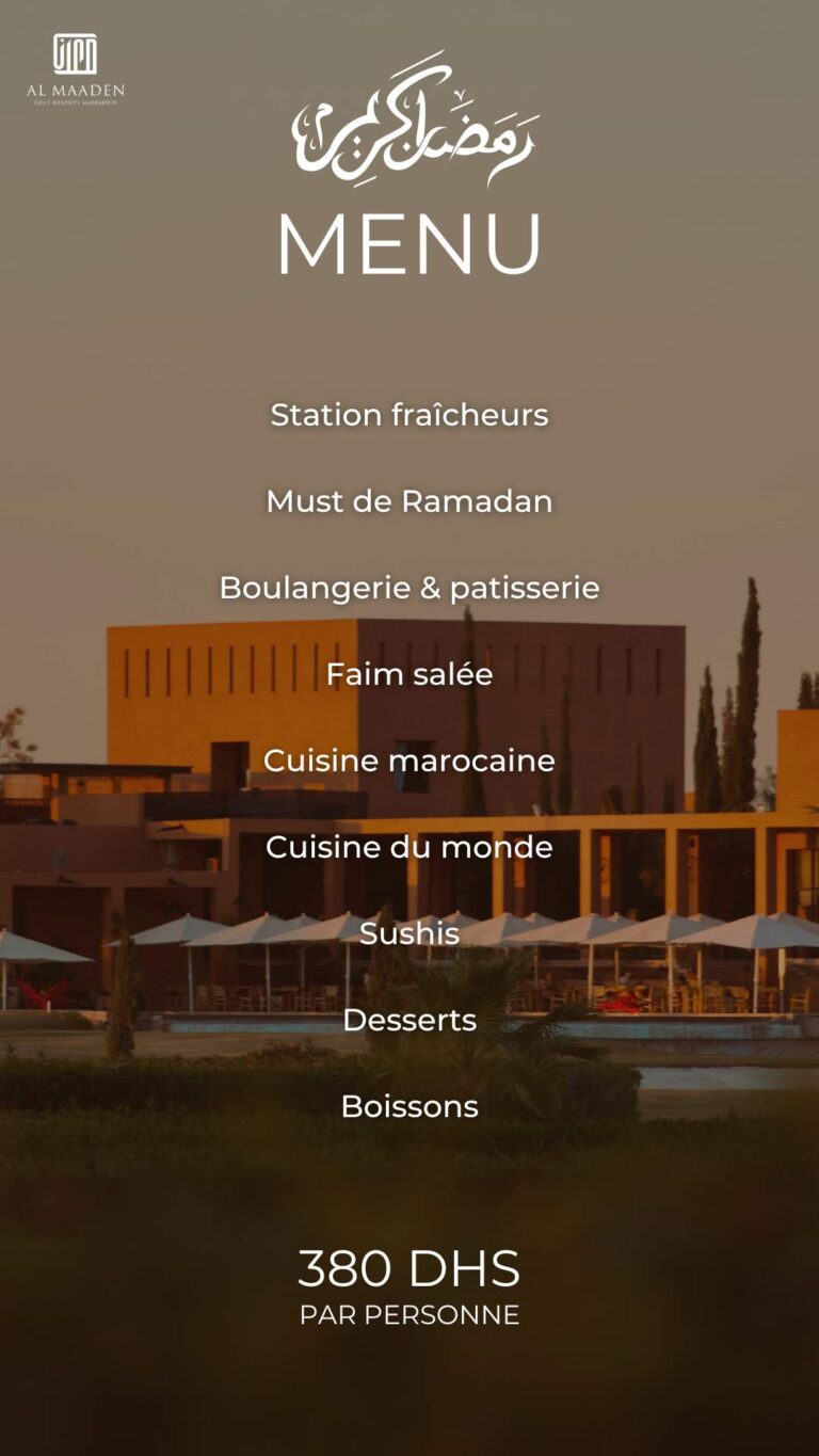 Menu Al Maaden Golf Marrakech  March 2024 340101-686700