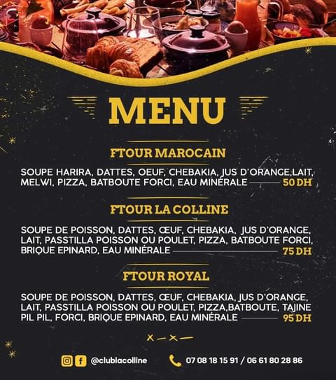 Menu Club la coline  March 2024 260001-703200