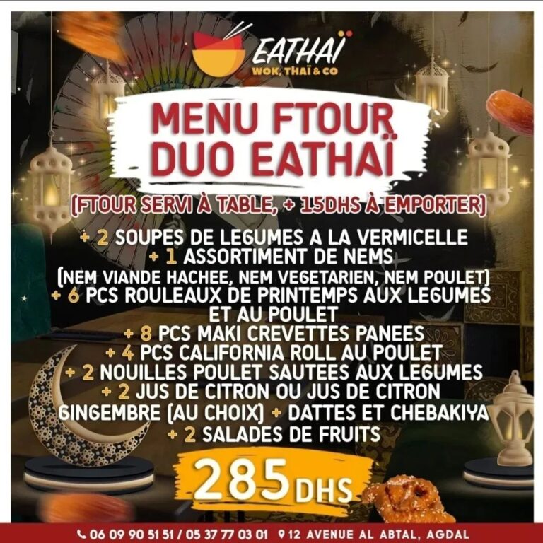 Menu Eathai  March 2024 340101-157100