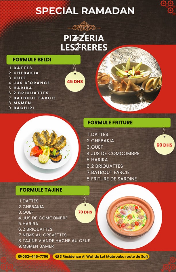 Menu Pizzeria LES 2 FRÈRES  March 2024 580101-728000